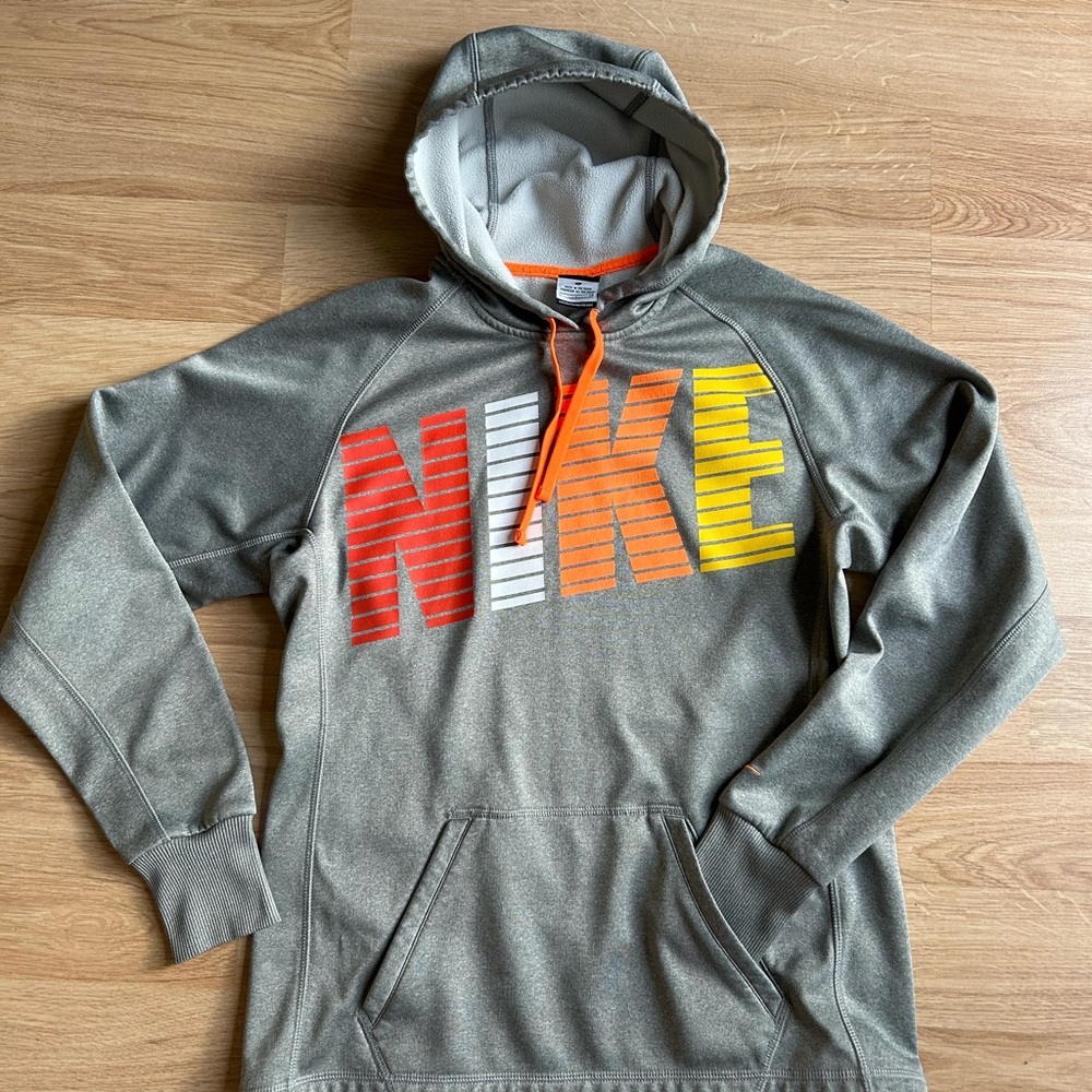 Nike Gray Hoodie with Multicolor Logo